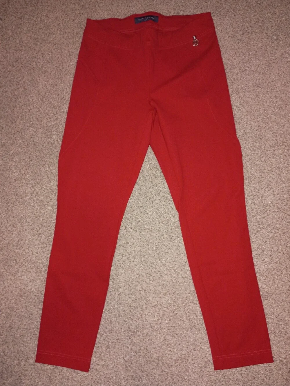 🍒 Tommy Hilfiger Red pants with Signature gold Trim
